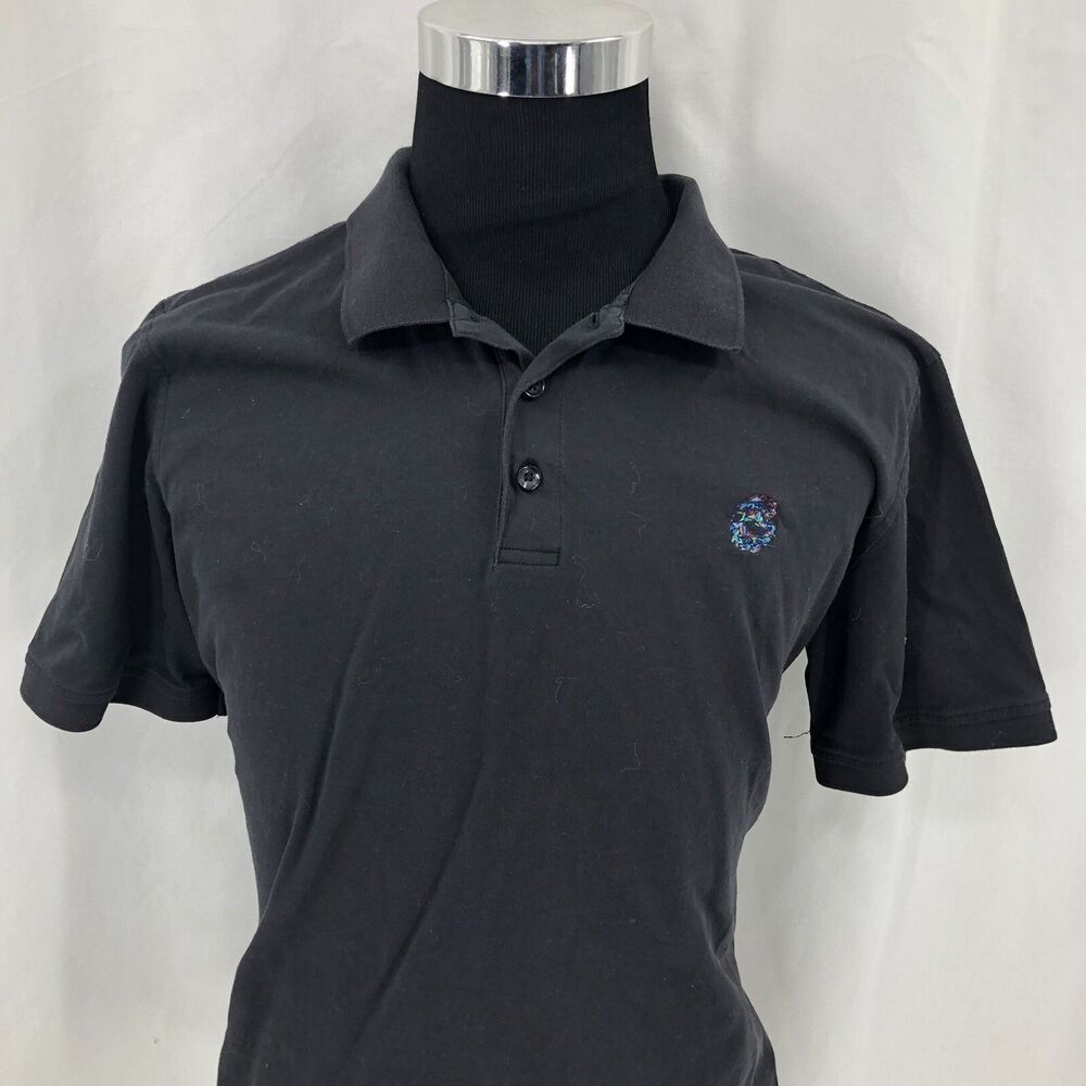 Robert Graham Slim Fit Black Short Sleeve Pullover Skull Logo Golf Polo Shirt XL